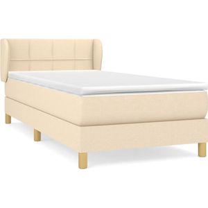 vidaXL - Boxspring - met - matras - stof - crèmekleurig - 90x190 - cm