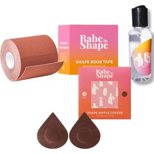 Babe in Shape - Boob Tape (7,5 cm) - Nipple Covers - Remover Oil - BH Accessoires - Bruin