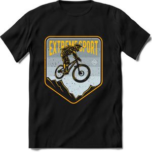 Extreme Sport | TSK Studio Mountainbike kleding Sport T-Shirt | Lichtblauw - Geel | Heren / Dames | Perfect MTB Verjaardag Cadeau Shirt Maat S