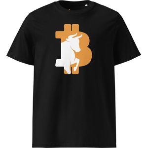 Bitcoin Bull T-shirt - Unisex - 100% Biologisch Katoen - Kleur Zwart - Maat M | Bitcoin cadeau| Crypto cadeau| Bitcoin T-shirt| Crypto T-shirt| Crypto Shirt| Bitcoin Shirt| Bitcoin Merch| Crypto Merch| Bitcoin Kleding