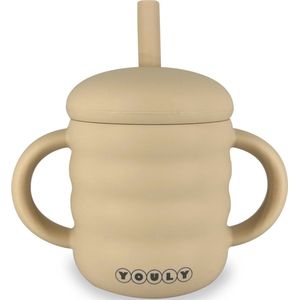 Youly® Rietjesbeker Bubble - Drinkbeker Kinderen - Beker met rietje en deksel - Babyservies - Crème Wit - Siliconen - 160 ml