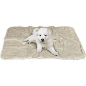 Waterdichte hondendeken, huisdierveilige fleece sherpa-werpdeken voor slaapbank, bedbeschermer, wasbare omkeerbare meubelbeschermhoes, 125 x 75 cm, taupe