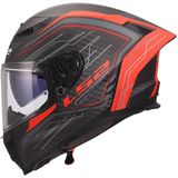LS2 FF807 Dragon integraalhelm Subic mat rood carbon zwart XL