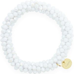 Lajetti Armband Dames Haarelastiek Wit - Glaskralen Beaded Bracelet - Handgemaakt