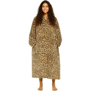 Panter hoodie blanket - Extra Lang 120cm - fleece deken met mouwen en capuchon – Oversized hoodie deken met mouwen – Draagbare deken - Fleece deken – Fleece TV deken – Plaid met mouwen – Warm & zacht – Fleece poncho - panterprint - Badrock