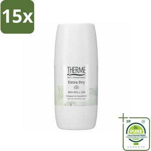 15 x Therme - Extra Dry Zen White Lotus Roller - Anti-transpirant - Beschermend - 60ml - Grootverpakking - Anti-transpirant - Deodorant - Overmatig Zweten - Zweetgeur - Roll-on