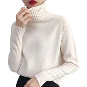 Dames kasjmier gebreide trui met rolkraag voor herfst en winter - Lange mouwen