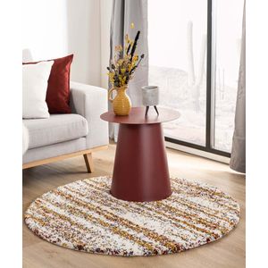 Rond hoogpolig vloerkleed strepen Artisan - wit/multi 240 cm rond