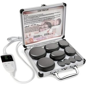 Hot Stone Massage Set met Elektrische verwarming- 10 Stuks - Professionele Massageset - Verlichting Van Spanning En Spierpijnmassage - Wellness thuis - Cadeauset