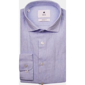 Bos Bright Blue Casual hemd lange mouw Blauw Avenue Co-li-ws Plain Shirt L 23107AV01BO/210 l.blue