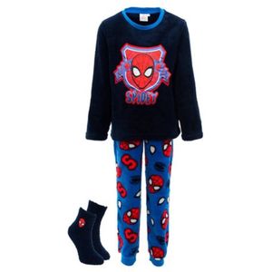 Marvel Spiderman Pyjama Fleece + Sokken Blauw Maat 98