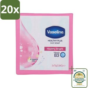 20 x Vaseline - Healthy Bright - Zeeptablet - Reinigend & Verzorgend - 3x75 ml - Grootverpakking - Zeep - Huidverzorging - Reiniging - Gezond Huid - Gezondheid