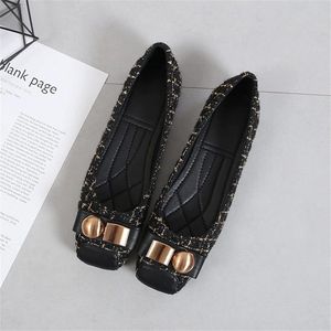 Dames Platte Modieuze Gespschoenen Vierkante Teen Comfortabele Slip-on Pumps Dolly's, Zwart, maat 37 EU