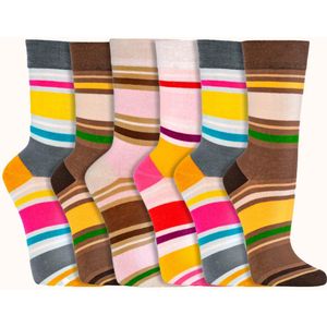 Damessokken | grappige sokken | vrolijke sokken | happy socks printjes | per 6 paar | Thema: strepen