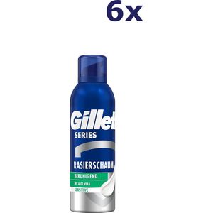 6x Gillette series Sensitive Scheerschuim met aloe vera 200 ml