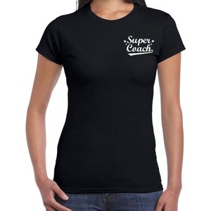 Super coach cadeau t-shirt zwart op borst voor dames -  kado shirt  / verjaardag cadeau / bedankje XL