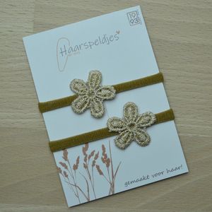Haarelastiekjes Kiki XL by 1993 - gouden bloemen