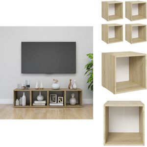 vidaXL Tv-kast - Tv-kasten - Televisiekast - Televisiekasten - Tv-meubelen 4 st 37x35x37 cm bewerkt hout wit sonoma eikenkleur