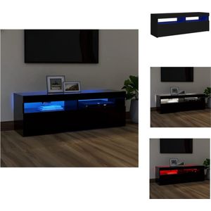 vidaXL TV-meubel Hifi-kast - 120x35x40 cm - Met LED-verlichting - Zwart - Bewerkt hout - Kast