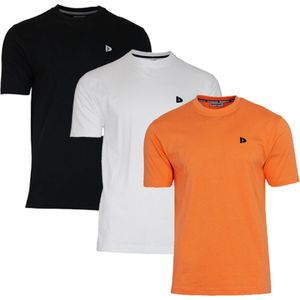 3-Pack Donnay T-shirt (599008) - Sportshirt - Heren - Black/White/Apricot orange (560) - maat M