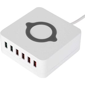 Intelligent Draadloos Opladen USB Station 6 Aansluitingen QC3.0 Snellaadadapter - Laadstation Met Inductieladen Voor Meerdere Apparaten EU .