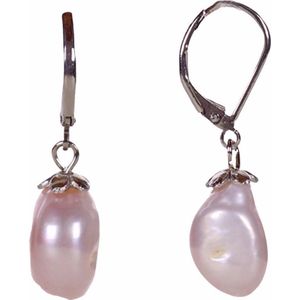 Zoetwater parel oorbellen Rola - oorhanger - echte parels - roze - sterling zilver (925)