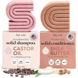 Kitsch Castor Oil Shampoo Bar & Shea Butter Conditioner Bar Combo Pack