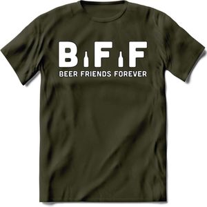Beer Friends Forever T-Shirt | Bier Kleding | Feest | Drank | Grappig Verjaardag Cadeau | - Leger Groen - XXL