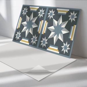 Wallfluent Vinyl Wandpaneel - Geometrie van sterren en rechthoeken Wandpaneel PVC - 100 cm x 50 cm - Grijs Vinyl Wandpaneel - Set van 1 - Rechthoekig Wandbekleding Vinyl - Patroon Wandpaneel - Zelfklevend Wandpaneel - Wandpaneel Keuken en Badkamer