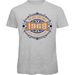 1969 The One And Only | Feest Kado T-Shirt Heren - Dames | Donker Blauw - Goud | Perfect Verjaardag Cadeau Shirt | Grappige Spreuken - Zinnen - Teksten | Maat XL
