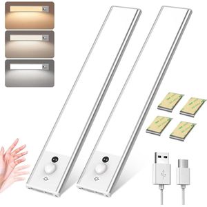 LED-onderkastverlichting met contactloze sensor - 120 LED's - 1500 mAh - USB - kledingkast - 2 stuks.
