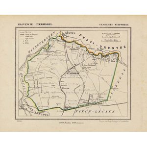 Historische kaart, plattegrond van gemeente Staphorst in Overijssel uit 1867 door Kuyper van Kaartcadeau.com