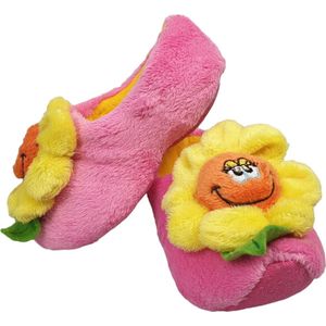 Elcee Haly - klomp slofjes - Roze Pantoffelklompje met gele bloem - Warme sloffen - Roze/Geel - Maat 40/41