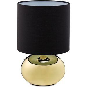 Relaxdays tafellamp rond - touch schemerlamp - nachtkastlamp - tafelverlichting - E14 - goud
