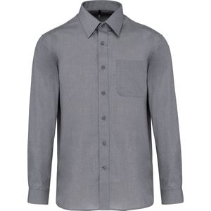 Kariban Overhemd in onderhoudsvriendelijk polykatoen-popeline heren K545 - Marl Storm Grey - 3XL