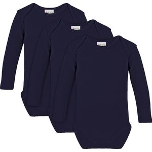 Link Kidswear - Unisex lange mouw romper van biologisch katoen - maat 50/56 - navy - 3 stuks