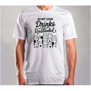 Do Not Leave Drinnks Unattended - T Shirt - DogLover - PuppyLove - HondenLiefde - PuppyKnuffel - CatLover - MeowLife - KattenLiefde - MiauwLeven