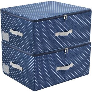 Opvouwbare opbergdozen met 3-zijdige ritssluiting - Robuust - Afneembare scheidingswand - 60 l - Groot - Zware kleding - Beddengoed - Kussens - Marineblauw