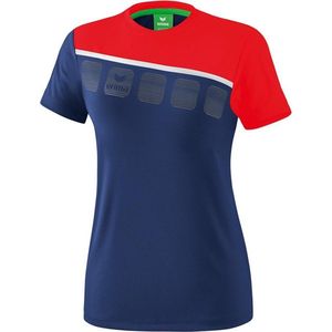 Erima 5-C T-Shirt Dames - New Navy / Rood / Wit | Maat: 38