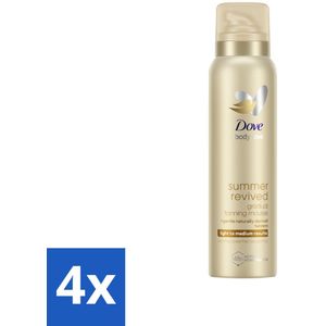 4 x Dove Body Love Zelfbruinende Mousse - Summer Revived - Light-Medium - 150 ml - Zelfbruiner - Body Mousse - Zomerse Gloed - Gehydrateerde Huid - Gevoelige Huid