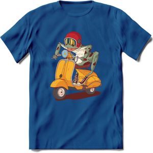Casual scooter kikker T-Shirt Grappig | Dieren reptiel Kleding Kado Heren / Dames | Animal Skateboard Cadeau shirt - Donker Blauw - S