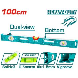 Total - Waterpas - 100cm - 0,5mm/m - Magnetisch Met Dual View