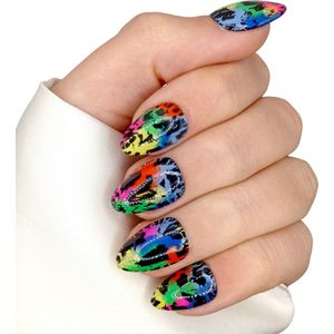 SD Press on Nails - No. 26 Shattered - Plaknagels met nagellijm - Neon - Set 20 Nagels - Handmade - XS Stiletto - Kunstnagels - Nail Art - Handgemaakt - Gellak - Nagellak - Accessoires - Neon - Nageltips