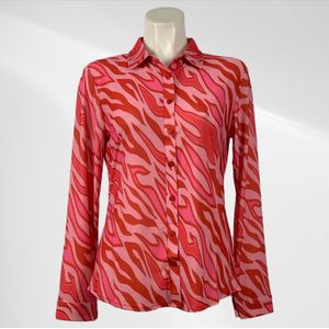 Angelle Milan - Roze/Rode Blouse voor Dames - Travelstof - Comfort - Strijkvrij - Duurzaam - In 5 maten!