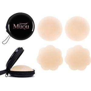 MuQu 2 Paar Nipple Covers - Tepelcovers - Herbruikbaar - Tepelplakkers –Tepel bh - Siliconen – Tepelbedekkers – Met Reisdoos