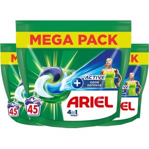 Ariel 4in1 Wasmiddel Pods +Active Odor Defense - Vleugje Ambi Pur - 3x45 Capsules