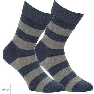 Gestreepte Bamboe Sokken 3-Pack - Jeans - Maat 35-38 - Nette Bamboe Sokken Voor Frisse Droge Voeten - Dames / Heren