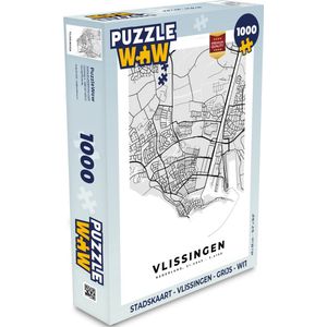 Puzzel Stadskaart - Vlissingen - Grijs - Wit - Legpuzzel - Puzzel 1000 stukjes volwassenen - Plattegrond
