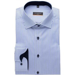 ETERNA slim fit overhemd - twill heren overhemd - blauw met wit gestreept (blauw contrast) - Strijkvrij - Boordmaat: 41