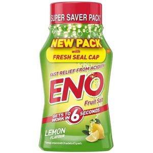 ENO Citroen Antacidum Poeder 3 x 100 g – Snelle Verlichting bij Maagzuur & Indigestie Citroensmaak | Natuurlijk Poeder tegen Brandend Maagzuur | Opgeblazen Gevoel & Zuurheid Vegetarisch met Kajal Sticker